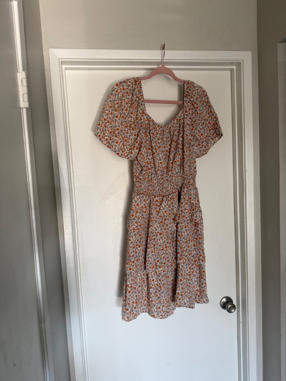 Floral Ruffle Mini Dress with Short Sleeves - Picture 2 of 3